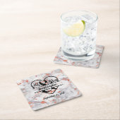 Rose Gold Marmor Mr. und Mrs. Heart Wedding Rechteckiger Pappuntersetzer (Vor Ort)