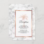 Rose Gold Marmor Palm Tree Hochzeitsempfang Begleitkarte (Vorne/Hinten)