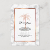 Rose Gold Marmor Palm Tree Hochzeitsempfang Begleitkarte (Vorderseite)