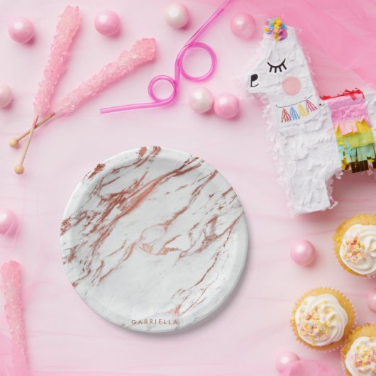 Rose Gold Marmor Pappteller (Party)
