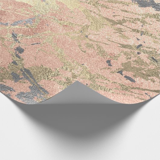 Rose Gold Marmor Peach Blush Grau Abstrakt Geschenkpapier (Ecke)