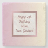 Rose Gold Marmor Rosa Farbton mit Text Steinuntersetzer (Vorderseite)