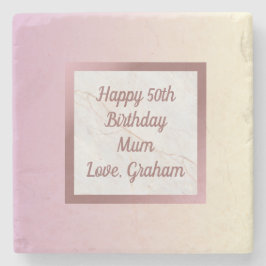 Rose Gold Marmor Rosa Farbton mit Text Steinuntersetzer