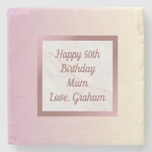 Rose Gold Marmor Rosa Farbton mit Text Steinuntersetzer (Vorderseite)