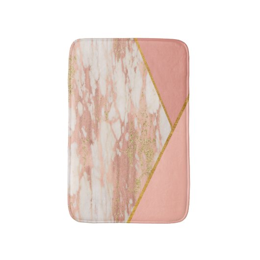 Rose Gold Marmor rosa Geometrisches modernes Bad Badematte (Vorderseite Vertikal)