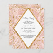 Rose Gold Marmor Rosa Hochzeitsdetails Einladung (Vorne/Hinten)