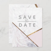 Rose Gold Marmor Save the Date wirbeln und rot bla Ankündigungspostkarte (Vorne/Hinten)