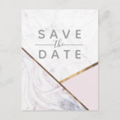 Rose Gold Marmor Save the Date wirbeln und rot bla Ankündigungspostkarte (Vorderseite)