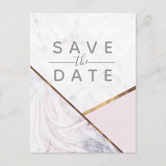 Rose Gold Marmor Save the Date wirbeln und rot bla Ankündigungspostkarte (Vorderseite)