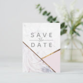 Rose Gold Marmor Save the Date wirbeln und rot bla Ankündigungspostkarte (Stehend Vorderseite)