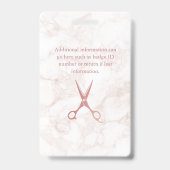 Rose Gold Marmor Scheren Foto Haarstylle Ausweis (Rückseite)