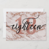 Rose Gold Marmor Süße 18 Geburtstag Dankeskarte (Rückseite)