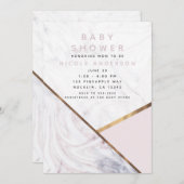 Rose Gold Marmor Swirl Blush Pink Babydusche Einladung (Vorne/Hinten)