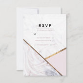 Rose Gold Marmor Swirl Blush Pink Wedding RSVP (Vorderseite)