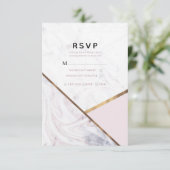 Rose Gold Marmor Swirl Blush Pink Wedding RSVP Karte (Stehend Vorderseite)
