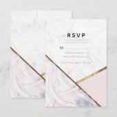 Rose Gold Marmor Swirl Blush Pink Wedding RSVP Karte (Vorne/Hinten)
