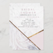 Rose Gold Marmor Swirl Rosa Brautparty Einladung (Vorne/Hinten)