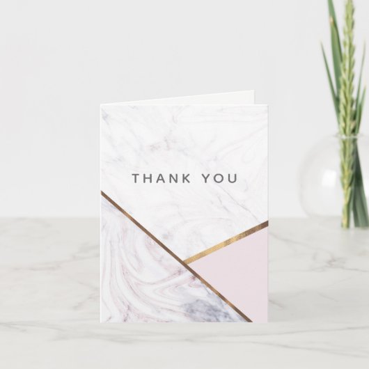 Rose Gold Marmor Swirl Rosa Bronze Vielen Dank Dankeskarte (Vorderseite)