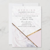 Rose Gold Marmor Swirl Rosa Hochzeit Einladung (Vorderseite)