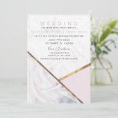 Rose Gold Marmor Swirl Rosa Hochzeit Einladung (Stehend Vorderseite)