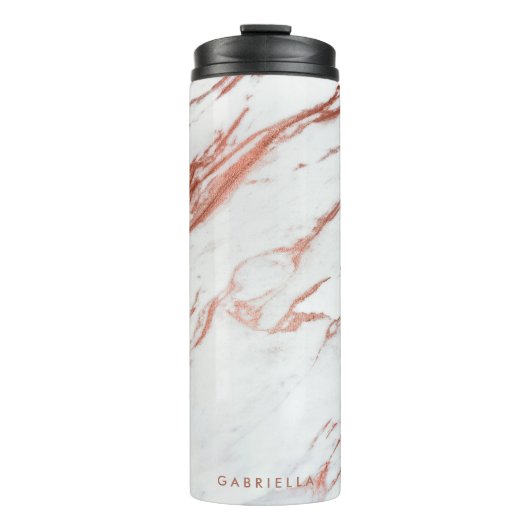 Rose Gold Marmor Thermosbecher (Vorderseite)