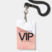 Rose Gold Marmor Trendy VIP Lanyard Abzeichen Zoll Ausweis (Front with Lanyard)