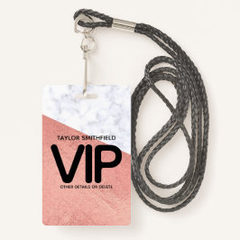 Rose Gold Marmor Trendy VIP Lanyard Abzeichen Zoll Ausweis