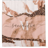 Rose Gold Marmor und Glitzer Duschvorhang (Vorderseite)