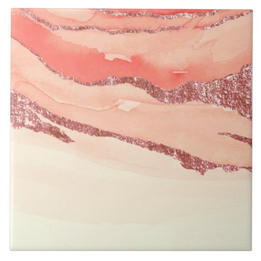 Rose Gold Marmor und Glitzer Fliese (Vorderseite)