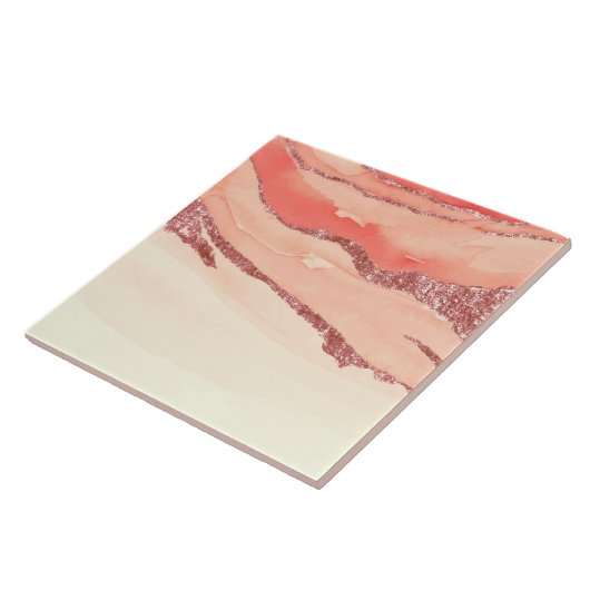 Rose Gold Marmor und Glitzer Fliese (Seite)