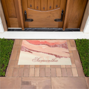 Rose Gold Marmor und Glitzer Fußmatte