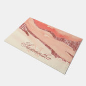 Rose Gold Marmor und Glitzer Fußmatte (Schrägansicht)