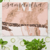 Rose Gold Marmor und Glitzer Geschirrtuch (Gefaltet)