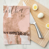 Rose Gold Marmor und Glitzer Geschirrtuch (Viertel Falte)