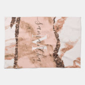 Rose Gold Marmor und Glitzer Geschirrtuch (Horizontal)