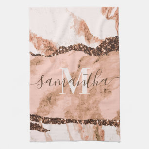 Rose Gold Marmor und Glitzer Geschirrtuch