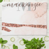 Rose Gold Marmor und Glitzer Geschirrtuch (Gefaltet)