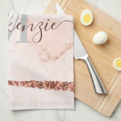 Rose Gold Marmor und Glitzer Geschirrtuch (Viertel Falte)