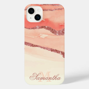 Rose Gold Marmor und Glitzer iPhone 14 Plus Hülle