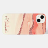 Rose Gold Marmor und Glitzer iPhone Hülle (Rückseite (Horizontal))