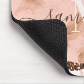 Rose Gold Marmor und Glitzer Mousepad (Ecke)