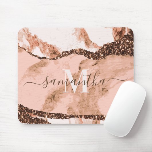 Rose Gold Marmor und Glitzer Mousepad (Mit Mouse)