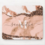 Rose Gold Marmor und Glitzer Mousepad (Vorne)
