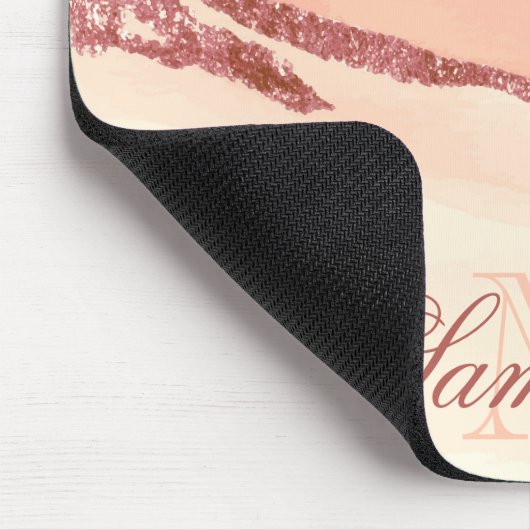Rose Gold Marmor und Glitzer Mousepad (Ecke)