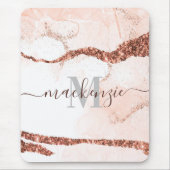 Rose Gold Marmor und Glitzer Mousepad (Vorne)