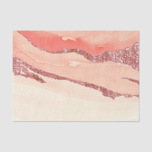 Rose Gold Marmor und Glitzer Seidenpapier (Vorderseite)