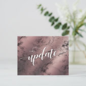 Rose Gold Marmor Verspätete Hochzeitsaktualisierun Postkarte (Stehend Vorderseite)