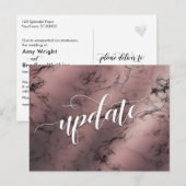 Rose Gold Marmor Verspätete Hochzeitsaktualisierun Postkarte (Vorne/Hinten)