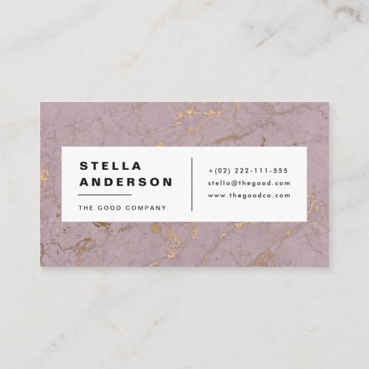 Rose Gold Marmor Visitenkarte (Rückseite)