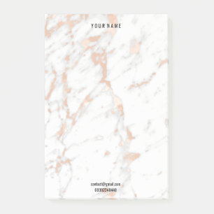Rose Gold Marmor Weißgraue Farbe Lux Name Adress Post-it Klebezettel